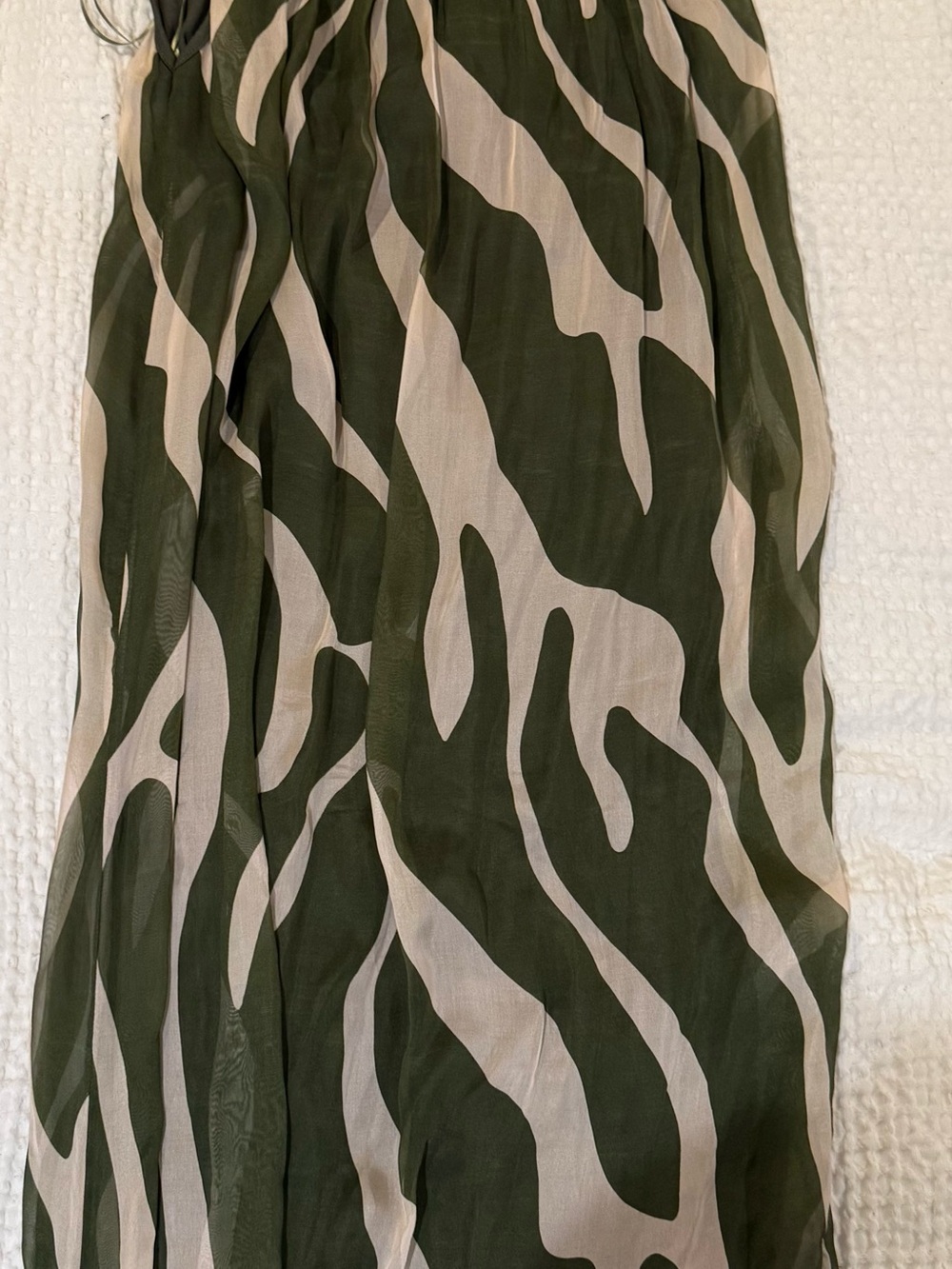 Olive Green & Beige Zebra-Print Maxi Dress